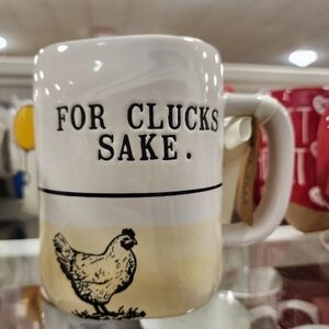 Rae Dunn "FOR CLUCKS SAKE" Adorable Rooster Mug